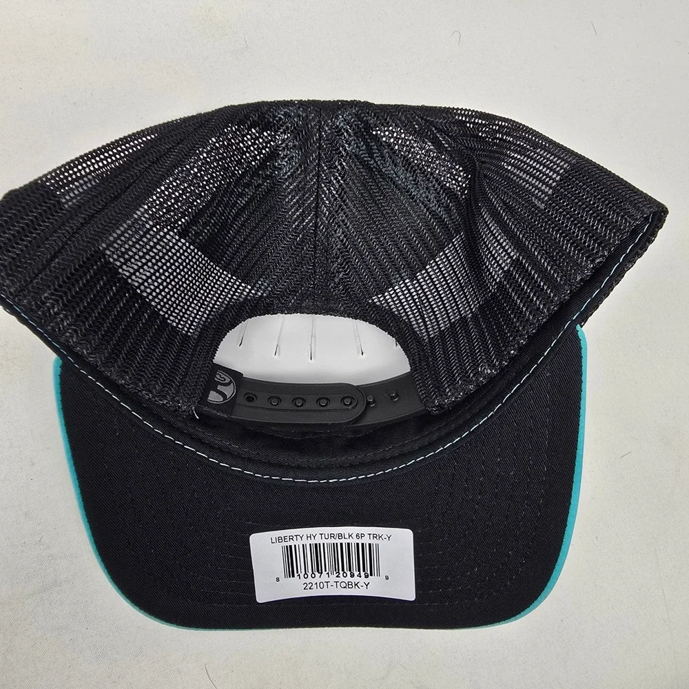 Hooey Youth American Flag‎ Trucker Hat Turquoise Black Mesh Adjustable NEW